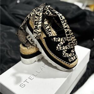 Stella McCartney Black and Cream Espadrille Flats
